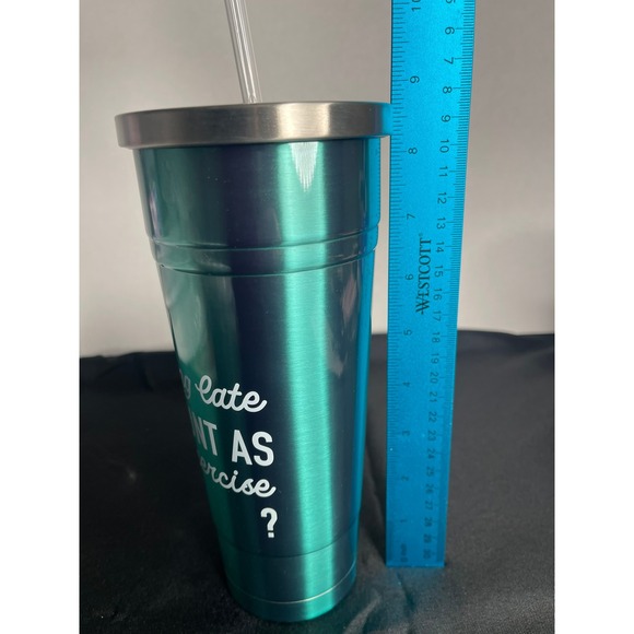 "Does Running Late Count As Exercise" 25oz Double Wall Stainless Steel Tumbler - Picture 5 of 5